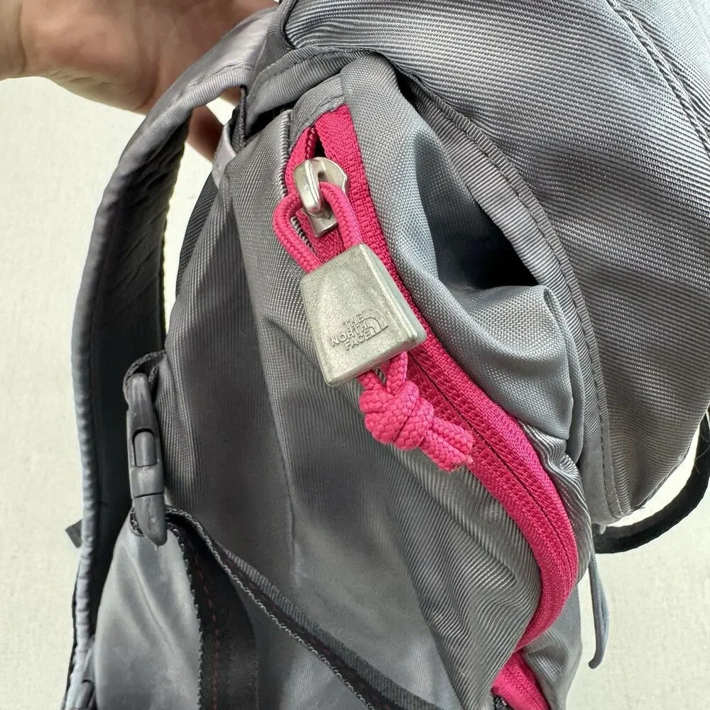 The North Face Gray Pink Daypack Backpack Laptop Hiking School Travel Unisex